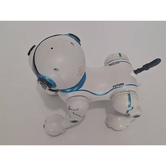 Future Robot Dog Toy – White/Blue RC Robo Puppy – Powers On, No Remote – 12” - Picture 6 of 8